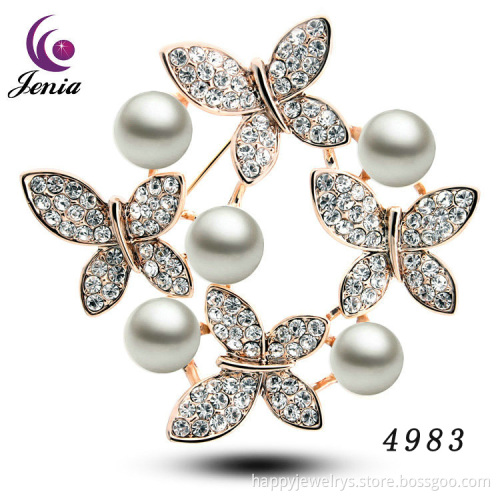 Jenia Lady Jewelry White Crystal Brooch With Fashion Design Brooch
